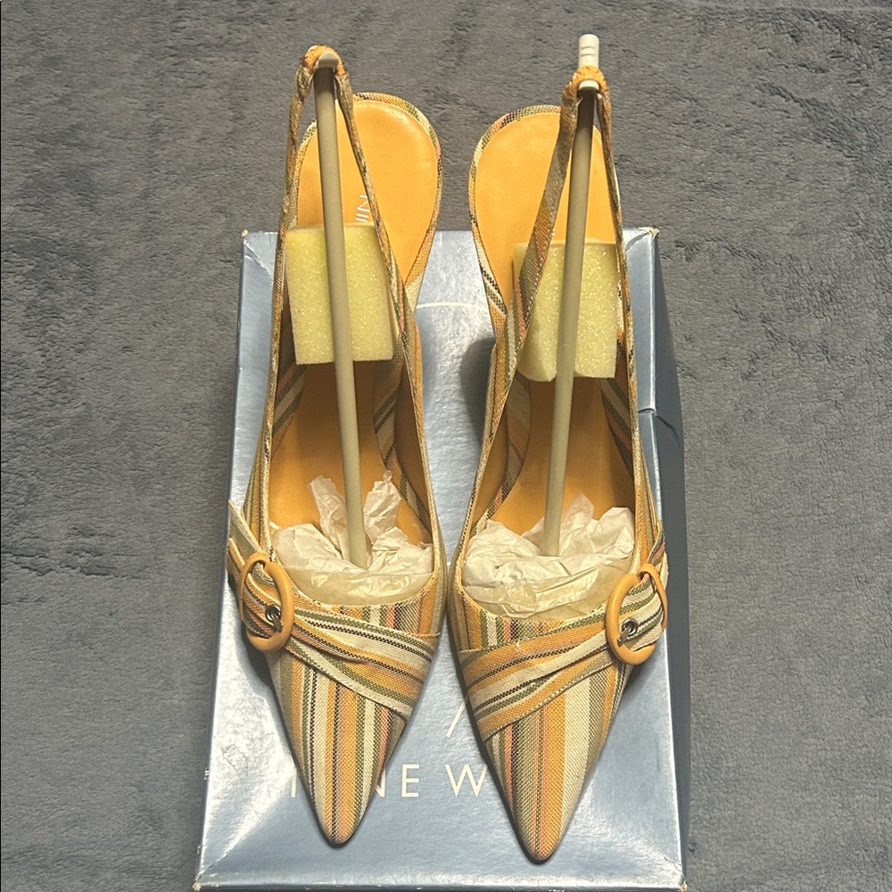 Nine West Multicolor Striped Slingback Heels
